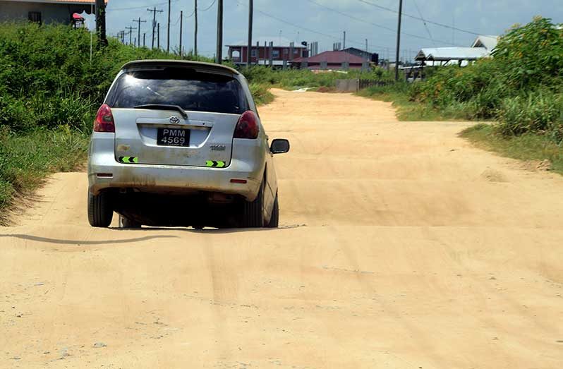 A section of the Zeelugt Road that will be rehabilitated (Adrian Narine photo)