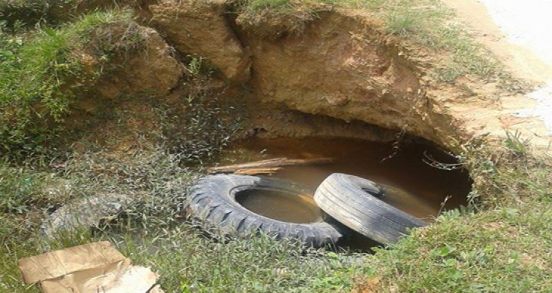 A section of the badly eroded Burnham Drive