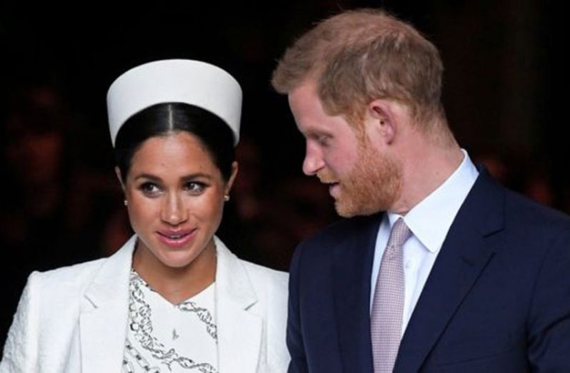 The couple: Prince Harry and Duchess Meghan are yet to announce a name for their son