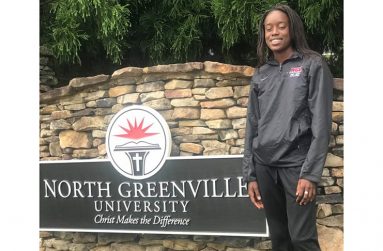 Collia Cassie Rowe strikes a pose in front of North Greenville University in South Carolina.