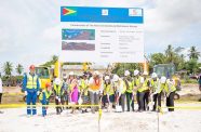 The sod for the $2.66 billion secondary school was turned on Monday by Prime Minister Brigadier (Ret’d) Mark Phillips; Education Minister Priya Manickchand; and World Bank Group Representative for Guyana Diletta Doretti, joined by students and regional officials (Ministry of Education Photos)