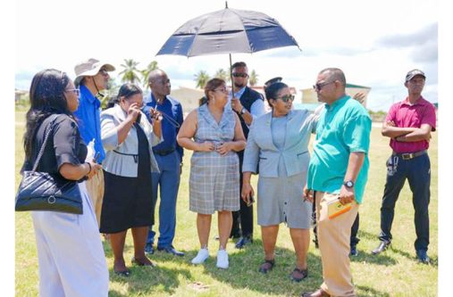 Minister of Education Priya Manickchand visits Cotton Field on the Essequibo Coast to identify a suitable site for the construction of a modern secondary school