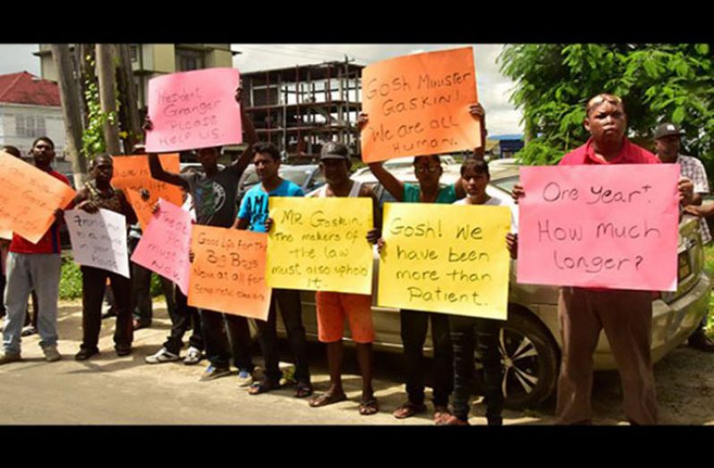 Flashback: Members of the Guyana Scrap Metal Recyclers' Association protesting outside the office of Minister of Business, Dominic Gaskin