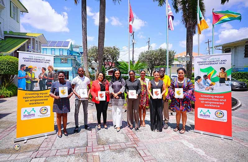 Minister Vindhya Persaud along with representatives of the six private sector companies and Ministry officials