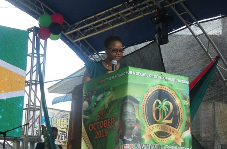 PNCR Chairperson, Volda Lawrence giving remarks