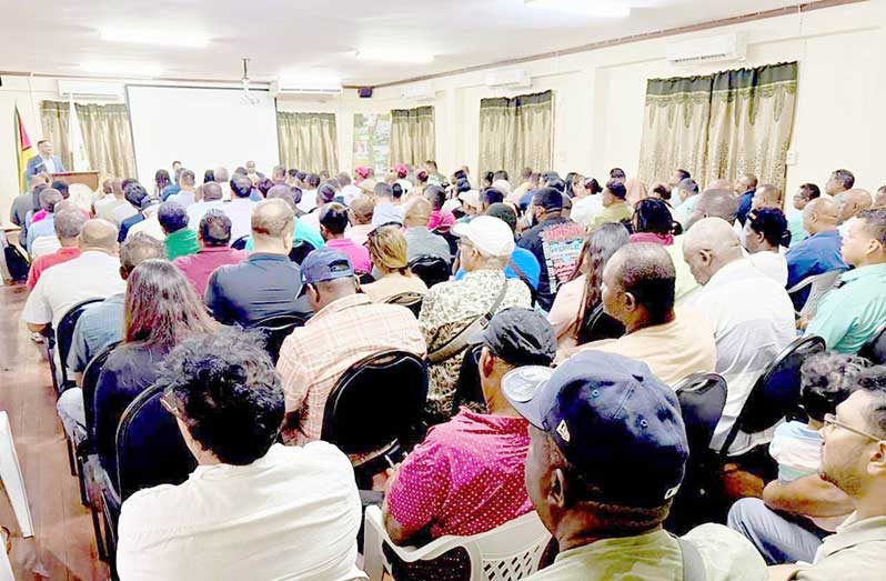 Minister of Natural Resources Vickram Bharrat addressing small and large forestry concession holders within the forestry sector