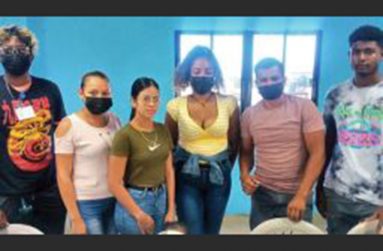 Marcia Seeram (third from right) along with the other executive members of A.K. Galaxy Football Club