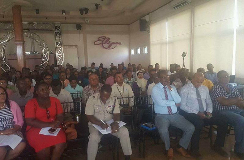 A section of the gathering at the Anti-Money Laundering Outreach and Sensitisation Seminar in Berbice on Tuesday