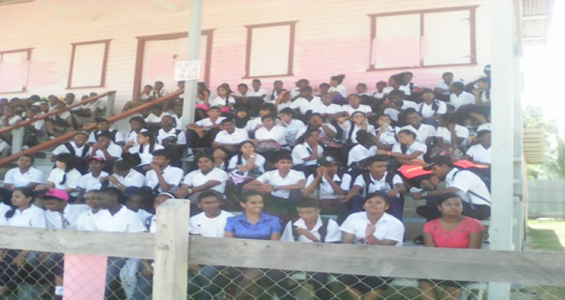 A section of the school students at the rally in Berbice