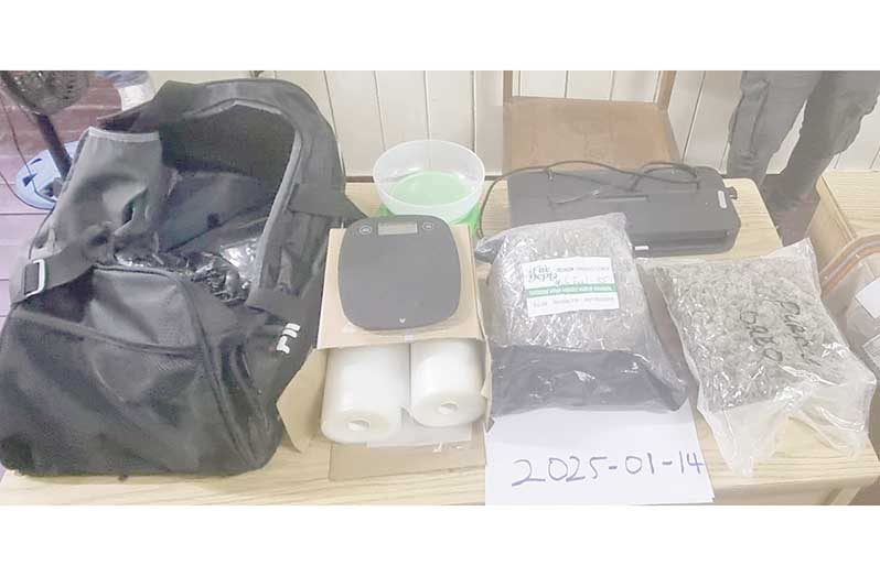 The suspected cannabis and drug paraphernalia found in the rental vehicle