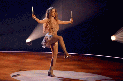Shakira performing at this year’s MTV VMAs (GETTY IMAGES)