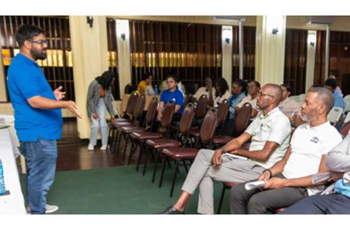 Former Mayor of Linden and sitting APNU Parliamentarian Sharma Solomon was among those present at a community meeting held on Tuesday (Delano Williams photos)