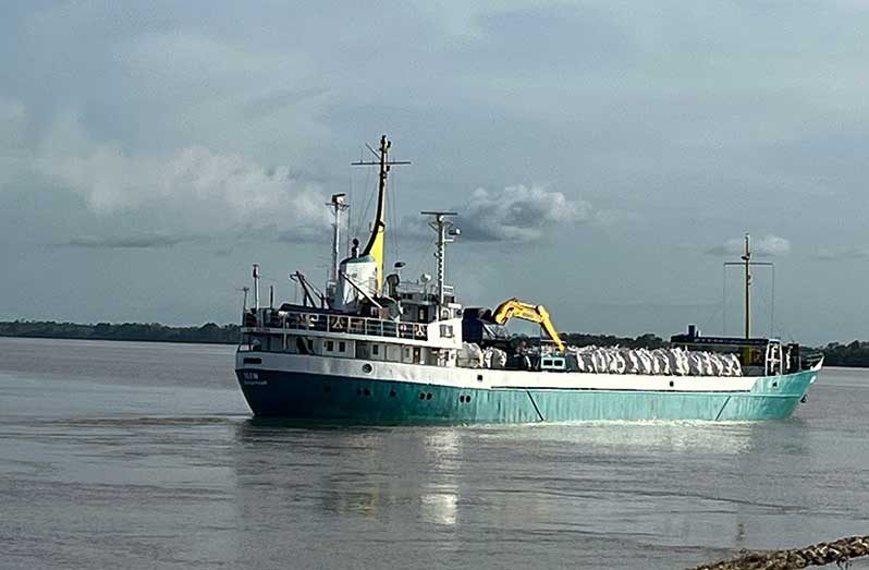 The vessel filled with hurricane relief supplies as it left Guyana enroute to St. Vincent and the Grenadines which was devasted by Hurricane Beryl (CDC photo)