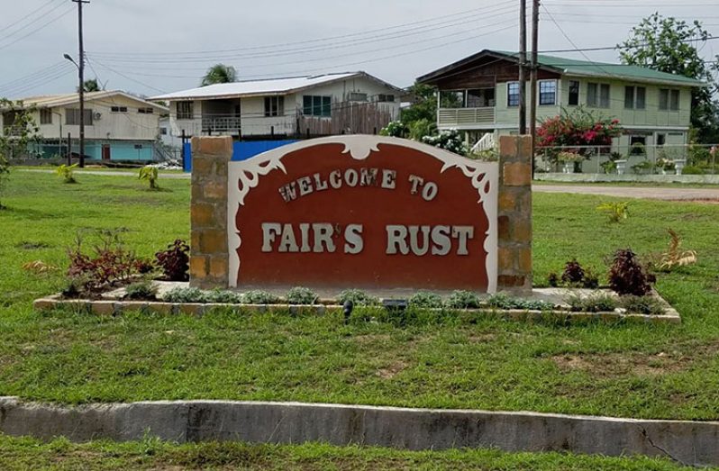 The ‘Welcome to Fair’s Rust’ sign that was recently erected