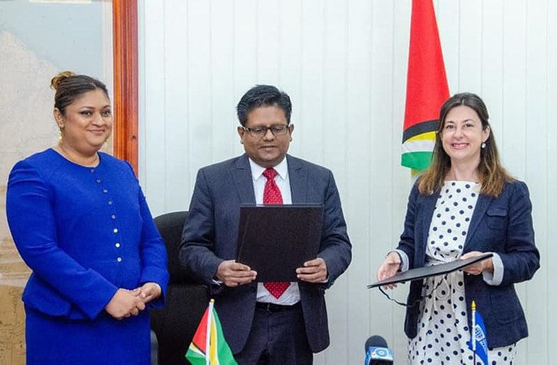 From left: Education Minister, Priya Manickchand; Minister in the Office of the President with Responsibility for Finance, Dr Ashni Singh and World Bank Resident Representative to Guyana, Diletta Doretti