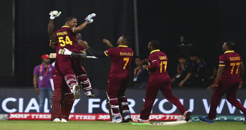 Lendl Simmons, who was playing his first match in the tournament, received a hero's welcome in the West Indies camp.