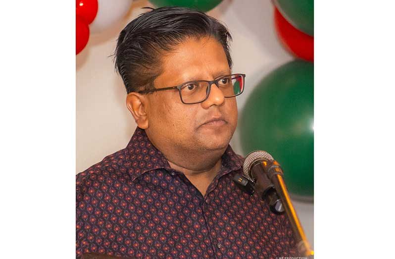 Guyana’s Senior Finance Minister Dr. Ashni Singh delivers remarks at the Suriname-Guyana Chamber of Commerce’s First Launch Anniversary Celebration