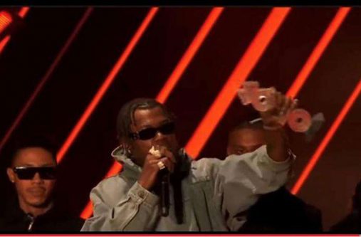 Skillibeng during his acceptance speech at the MOBO Awards held at the OVO Arena in London, England (Jamaica Observer photo)