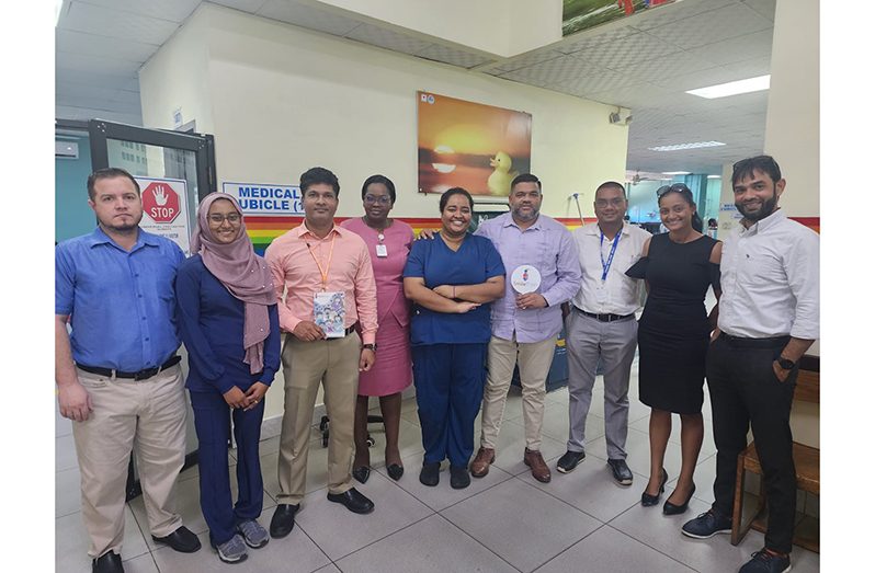 Dr. Shilindra Rajkumar, Head of General Surgery and the Smile Train team joined by Robbie Rambarran, the CEO of GPHC; Alicia DeAbreu, CEO of DeSinco Limited and Sunesh Maikoo, DeSinco’s Sales Director (DeSinco Limited photo)