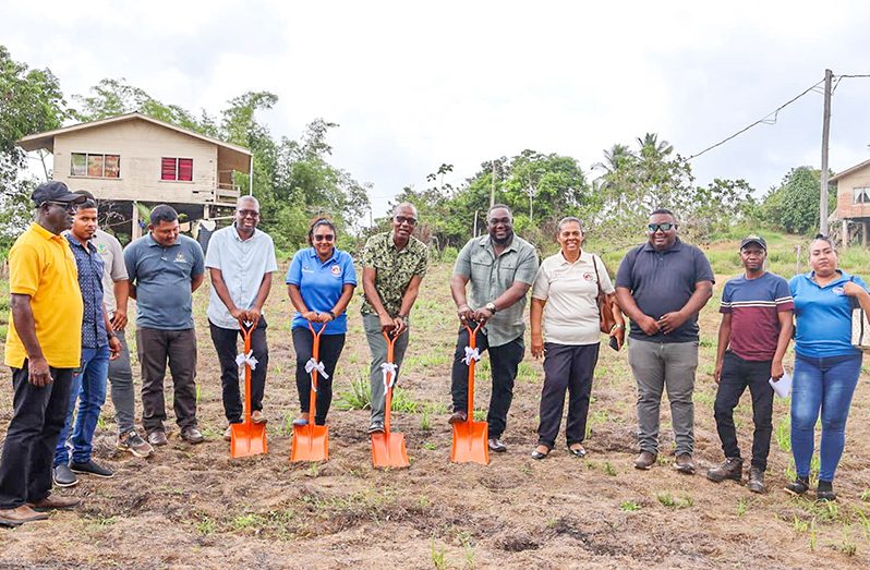 Minister of Labour Joseph Hamilton with officials during the sod-turning ceremony on Wednesday