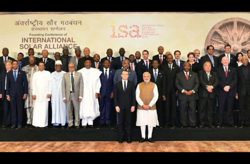 President David Granger is among the heads-of-state and delegations who attended the International Solar Alliance (ISA) Founding Conference and Solar Summit in India