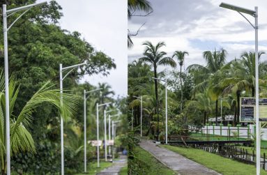 The solar street lights on Fort Island and the new Ferry Stelling