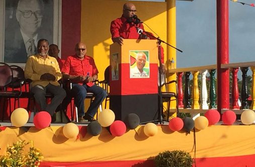 PPP General Secretary Bharrat Jagdeo addressing the crowd at Babu Jaan