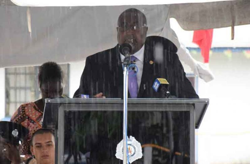 Reverend Murtland Massiah delivers the charge at the Drumhead Service