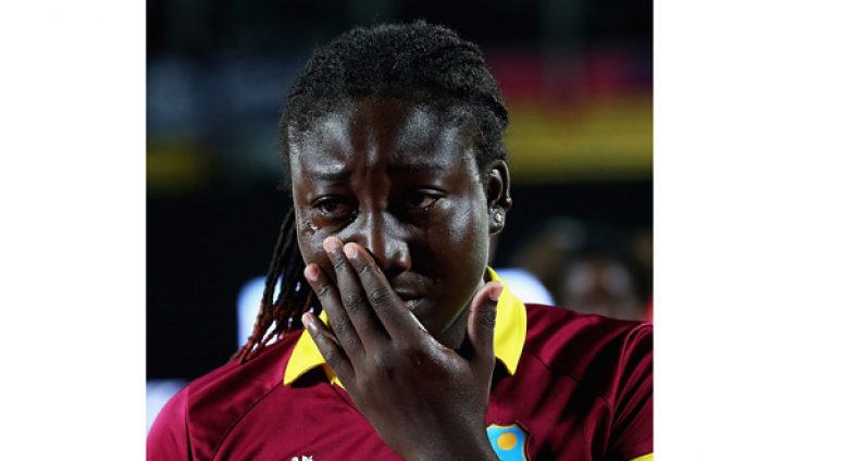 A teary-eyed Stafanie Taylor