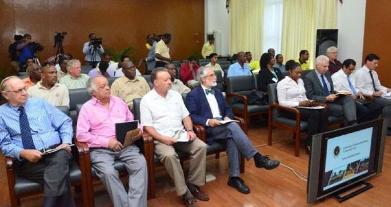 Stakeholders at the Guyana Goldfields media briefing at the Guyana International Conference Centre