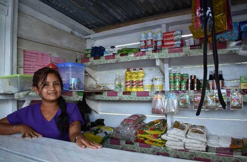 Proprietor attends to her new business