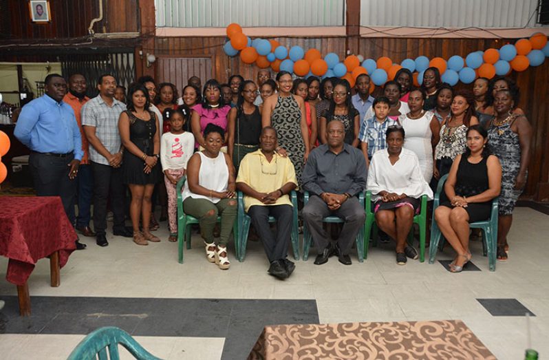 Minister of State Joseph Harmon (centre) and Dawn Gardener, Vice- President of the Guyana Public Service Union (GPSU) with  attendees at the event (Ministry of the Presidency photo)