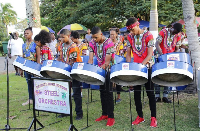 Students of Berbice High School Performing at the Presentation