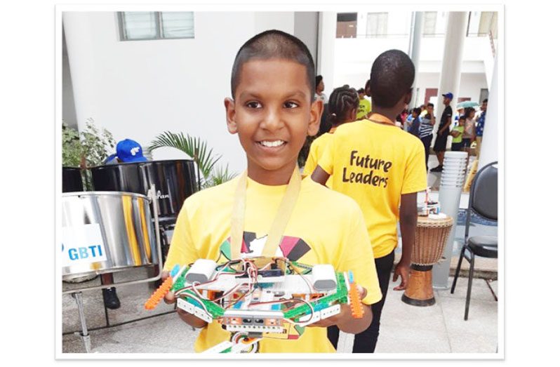 13-year-old Tushaant Sanichara with one of his many creations
