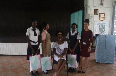 (From left) Nyasha Barlow, Amanda Macintosh, Joylyn Conway, Kerensa DeWeever and a representative of Gordan’s Stationary Store, Sueann Hieronymo  (Photos by Marissa V. Foster)