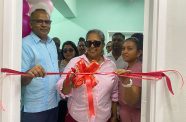 Regional Chairperson Vilma De Silva and Minister of Health Dr Frank Anthony cut the ribbon to officially open the Mammography Room at the Suddie Public Hospital