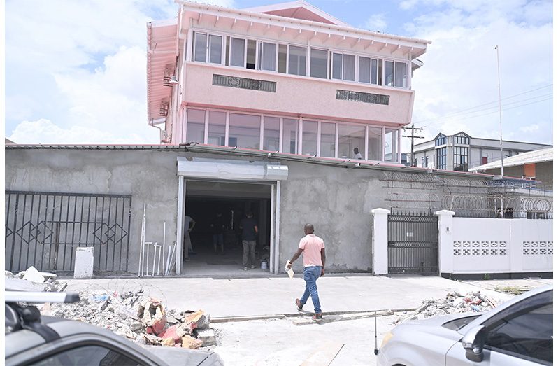 The supermarket at Lot 72 Brickdam Street and Brummel Place, Georgetown where unauthorised construction works was ongoing