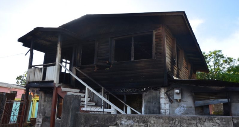 The house of the suspect which mysteriously went up in flames yesterday