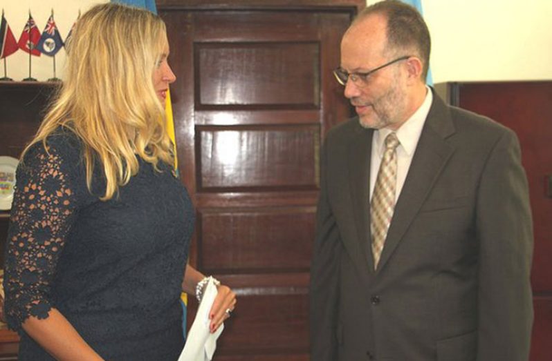 Secretary-General of the Caribbean Community (CARICOM) Ambassador Irwin LaRocque and new Swedish Ambassador to Caricom, Elizabeth Ekulund