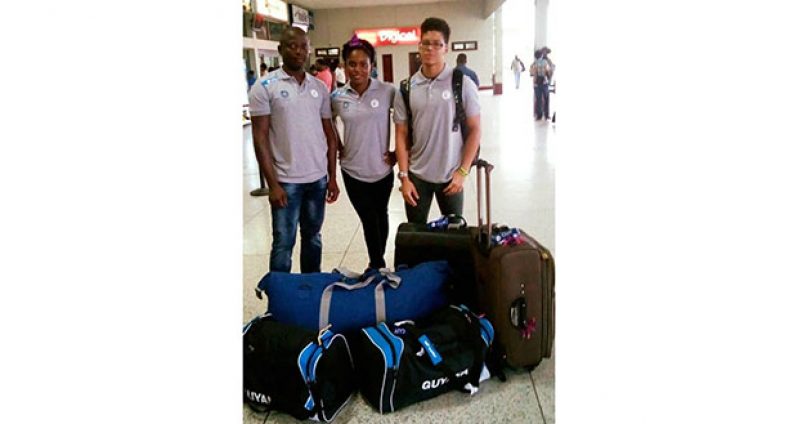 L-R: Coach Paul Mahaica with Jamila Sanmoogan and Hannibal Gaskin