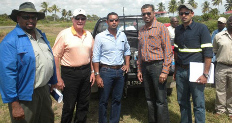 Managing Director of NABI Oil and Gas Inc., Antony Syms;  CEO of Hydrocarbon Imaging Surveys Inc. Robert Clark; Directors of S. NABI and Sons, Ron Nabi and Raphael Nabi; and Minister of Natural Resources and the Environment Robert Persaud