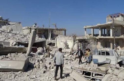 Several buildings in the village of Haas were flattened by the air strikes