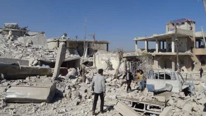 Several buildings in the village of Haas were flattened by the air strikes