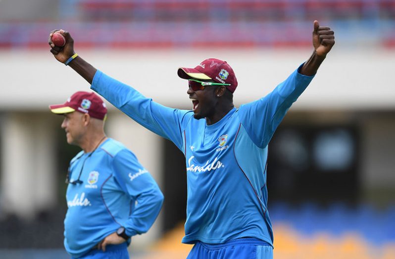 West Indies captain Jason Holder reacts during training on Wednesday ahead of the second Test against England. (Photo courtesy CWI Media)