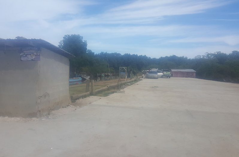 The recently constructed tarmac at Abary, Region Five that was built for fisherfolk of the region