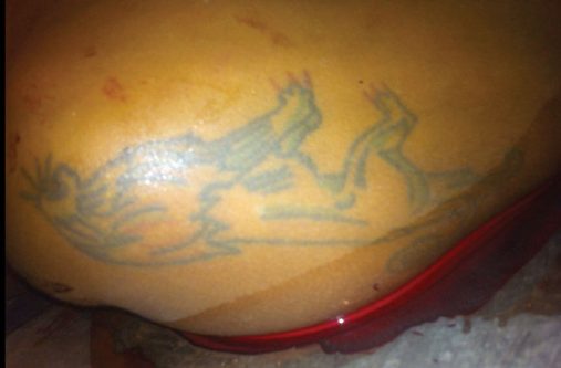 One of the tattoos on the unidentified man’s body