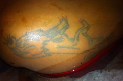 One of the tattoos on the unidentified man’s body
