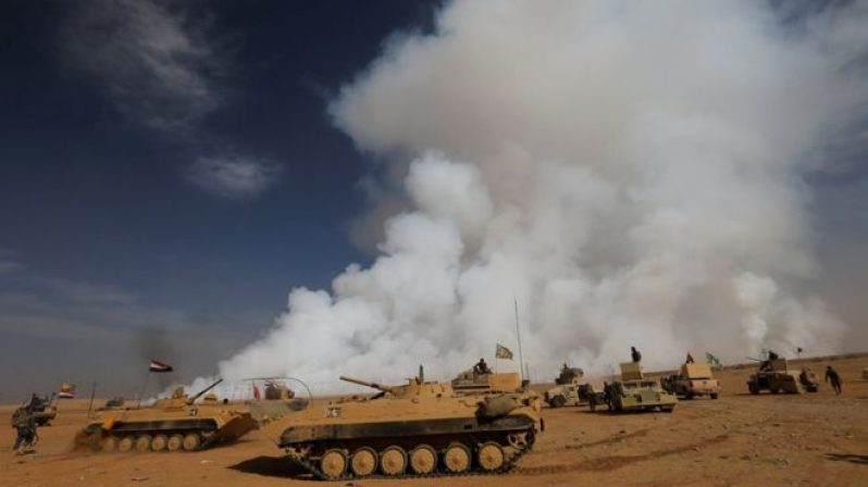 The US says Islamic State fighters deliberately set the sulphur plant on fire