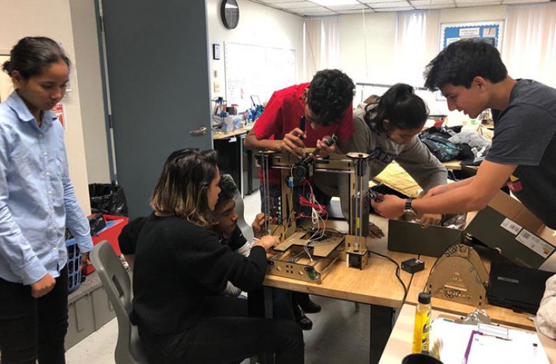 The teams from School of the Nations working on a project in Ontario, Canada