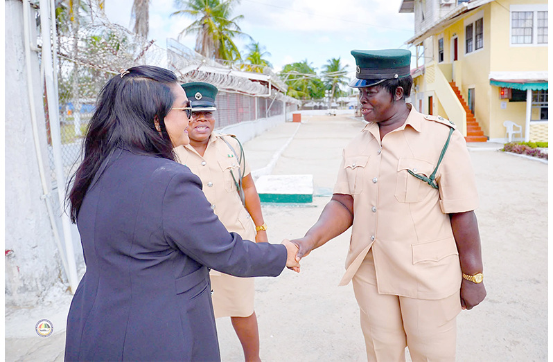 Minister of Human Services and Social Security, Dr Vindhya Persaud, during her recent visit to the Timehri Prison (Photo: MHSSS/Facebook)